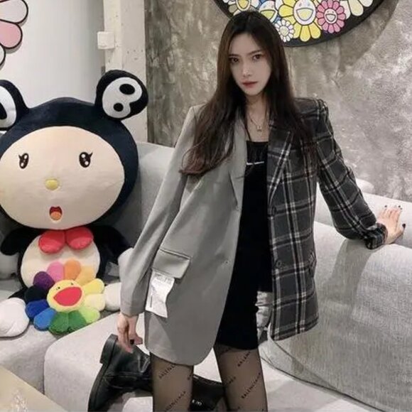 13De Marzo Plaid Blazer Jacket Grey - Picture 2 of 16